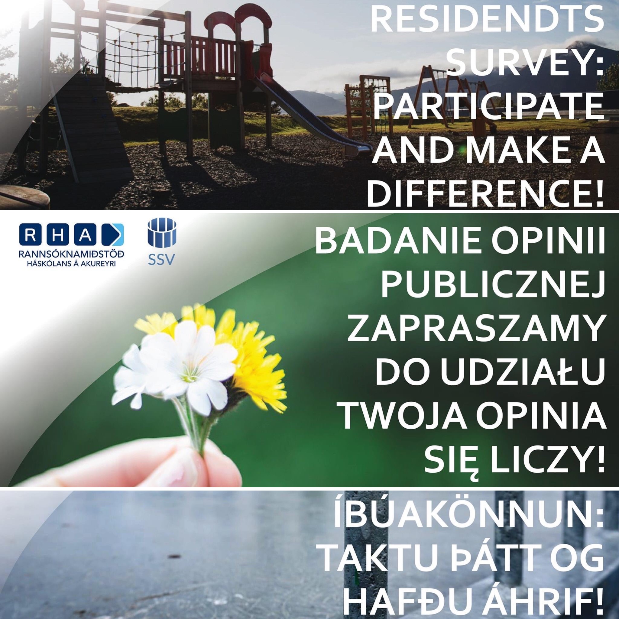 Aðalmynd fyrir “Íbúakönnun landshlutanna/Regional residents survey/Badającej opinię publiczną”